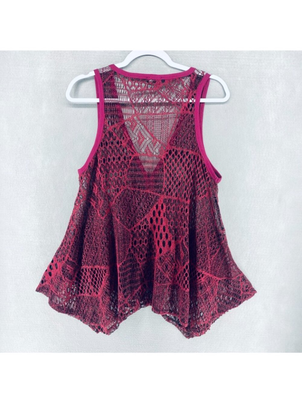 Womens Fairycore Lace Top Small Purple Stretch Crochet Knit Babydoll - Picture 7 of 11